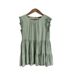 House of Harlow 1960 Sage Green Ruffled Mini Babydoll Dress Small